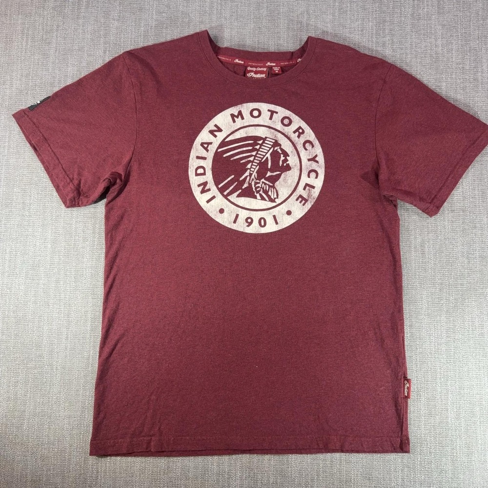 Indian Motorcycle Shirt Mens Medium Red 1901 Circle Logo Graphic Biker Tee